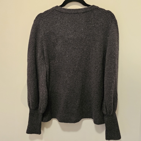 MADEWELL | Dashwood V-neck Sweater With Bubble Sleeves. Sz M. Gray. Wool Blend. - Picture 9 of 10
